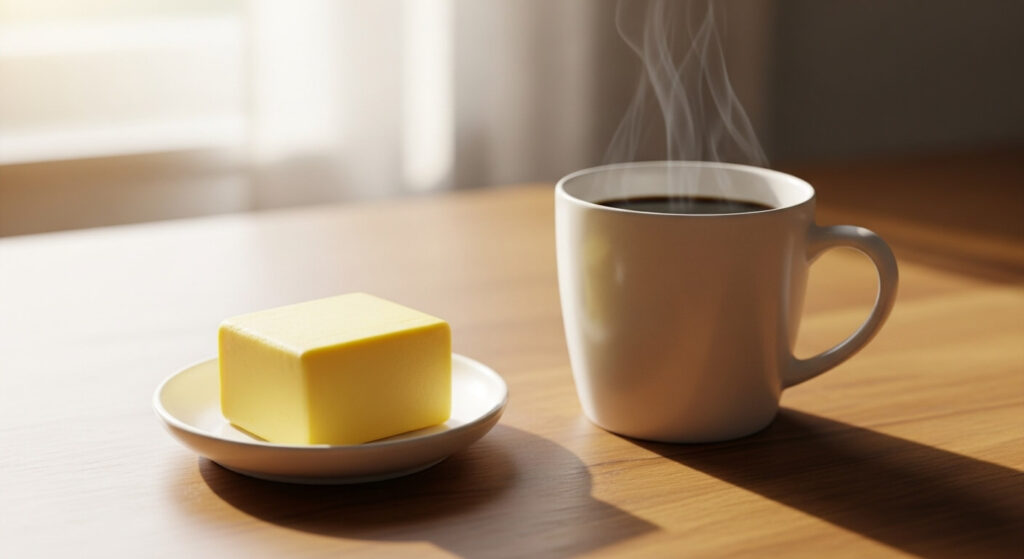 아침 공복 버터, 뱃살 빼는 법, 운동 없이 살빼기, 혈당 스파이크, 방탄 커피, 기버터, 저탄고지 아침, 만성 피로 원인, 좋은 지방, 부티르산, 그래스페드 버터


