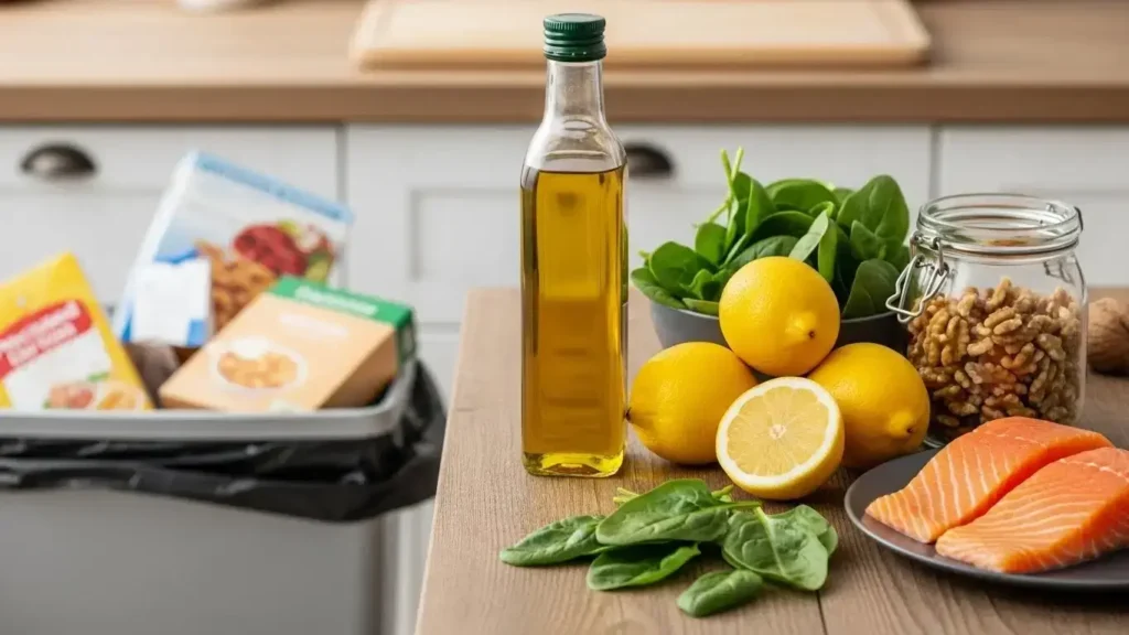 How to start anti-aging diet at home without supplements, natural anti-aging foods, pantry detox for longevity, anti-inflammatory diet plan, increase collagen naturally, whole foods for younger skin, glycation and aging, anti-aging grocery list, budget friendly anti-aging.