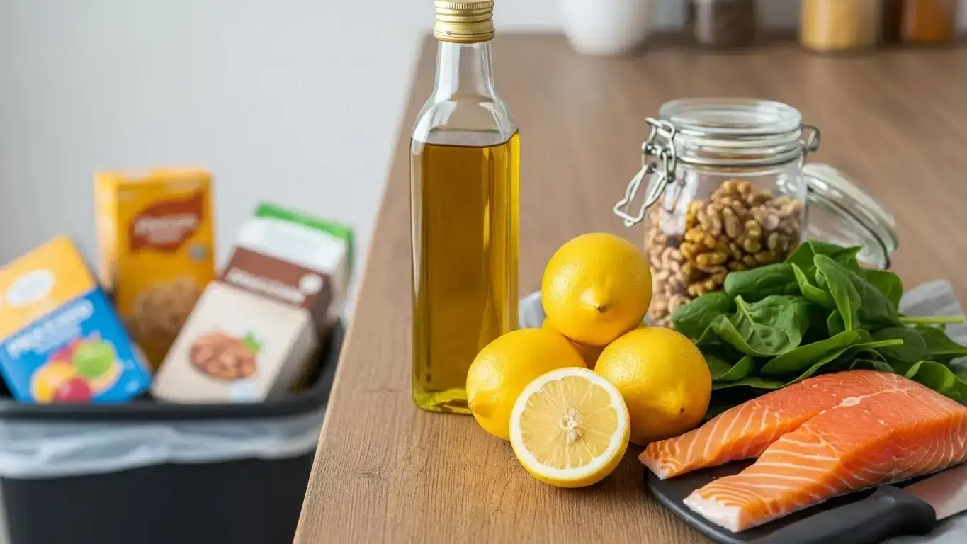 How to start anti-aging diet at home without supplements, natural anti-aging foods, pantry detox for longevity, anti-inflammatory diet plan, increase collagen naturally, whole foods for younger skin, glycation and aging, anti-aging grocery list, budget friendly anti-aging.