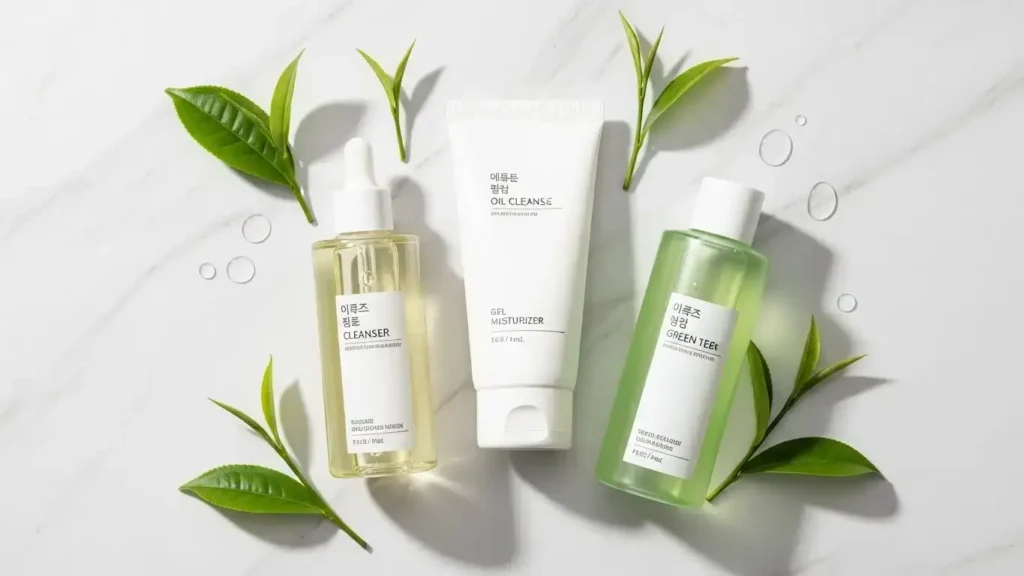 Korean skincare routine for beginners oily skin, 7 step korean skincare, double cleansing for oily skin, best k-beauty products for large pores, glass skin routine oily skin, sebum control skincare, niacinamide benefits, low pH cleanser.