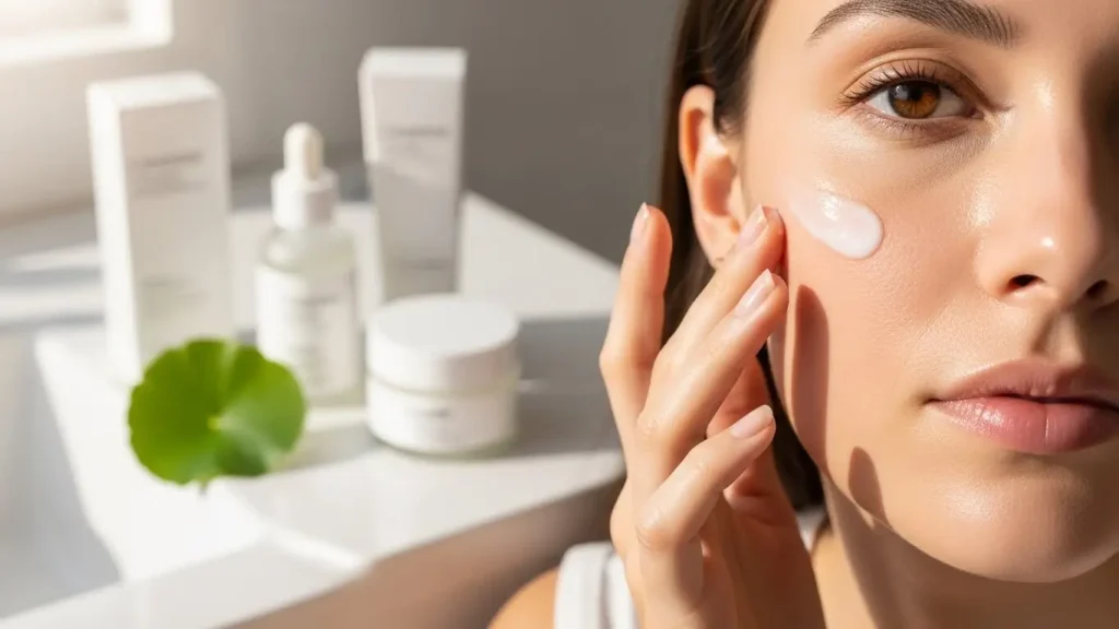 Korean skincare routine for damaged skin barrier, K-beauty skin barrier repair, Signs of damaged skin barrier, Cica for skin repair, Ceramide moisturizer Korean, 7 skin method for sensitive skin, Centella Asiatica benefits, Skin barrier recovery routine, Panthenol serum benefits, Skin cycling vs skin repairing.