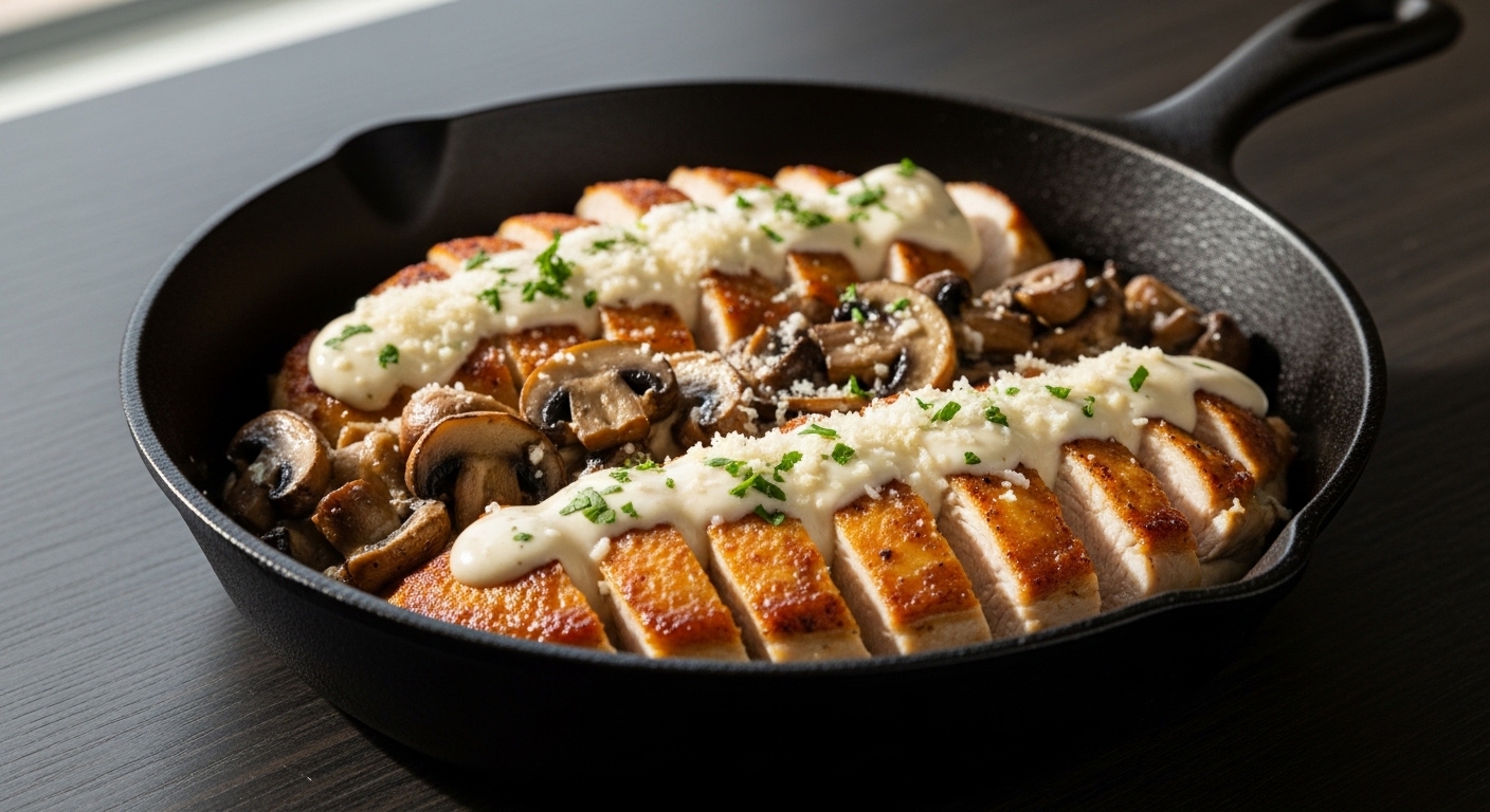 Chicken Breast Recipe, One-Pan Meal, Creamy Mushroom Chicken, 15-Minute Dinner, Healthy Comfort Food, Low Carb Recipe, Skillet Chicken, Meal Prep Ideas, Mushroom Cream Sauce, Easy Gourmet Cooking
