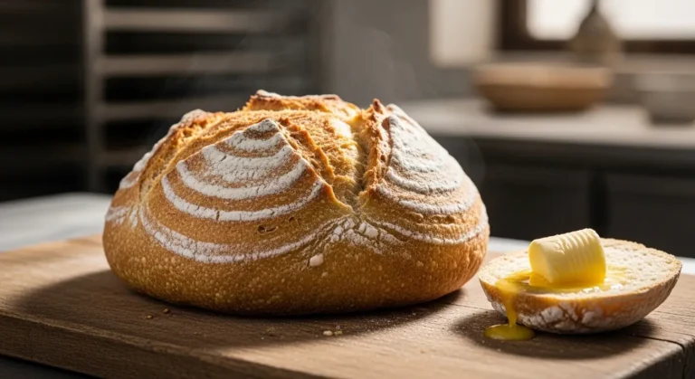 No-Knead Butter Bread, Homemade Bread Recipe, Artisan Bread, Easy Baking Guide, No-Knead Technique, Butter Bread Masterclass, Baking for Beginners, Cold Fermentation, Bread Flour Recipes, Homemade Crusty Bread