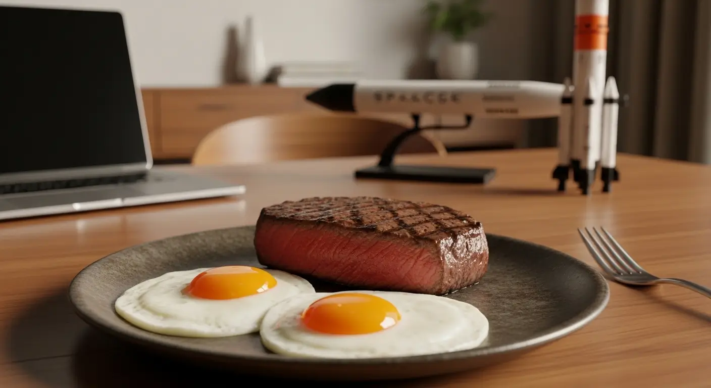 일론머스크식단, 저탄고지, 키토제닉, 아침식사추천, 자기관리, 동기부여, 슈가크래시, 혈당관리, 생산성향상, 스테이크와계란, 재생농업, 테슬라건강관리