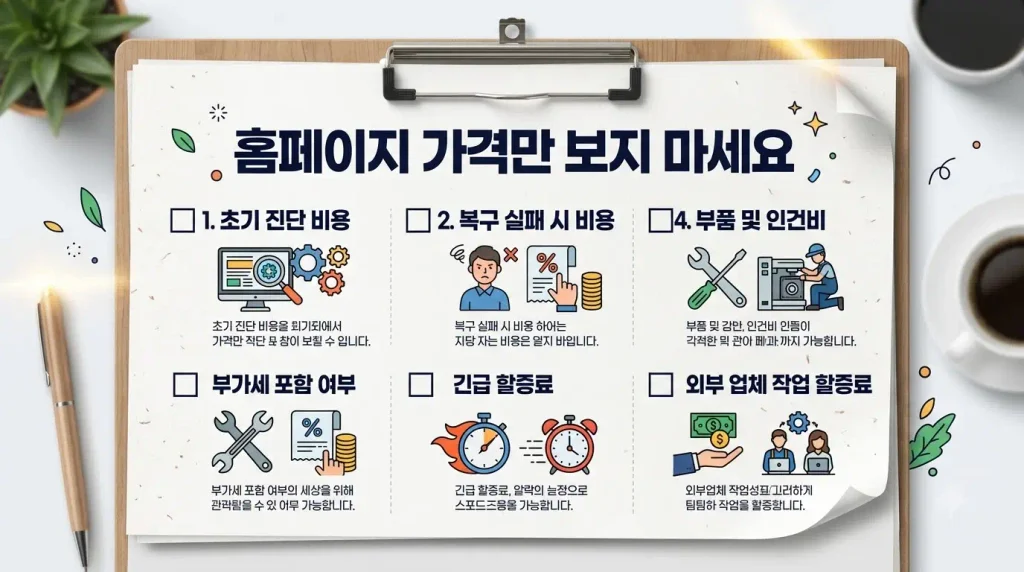 외장하드 데이터 복구 업체 견적 추가 비용 체크리스트