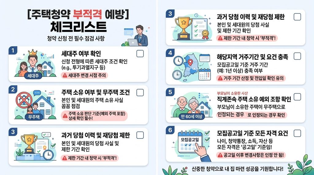 주택청약 1순위 부적격 당첨 방지 체크리스트
