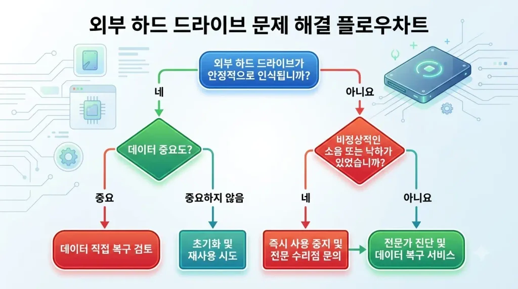 외장하드 직접 복구와 데이터 복구 업체 선택 기준
