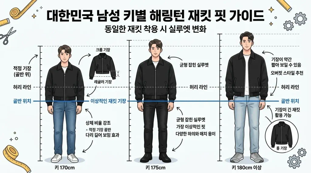 남자 아우터 총장 고르는 법 키 170 180 비교