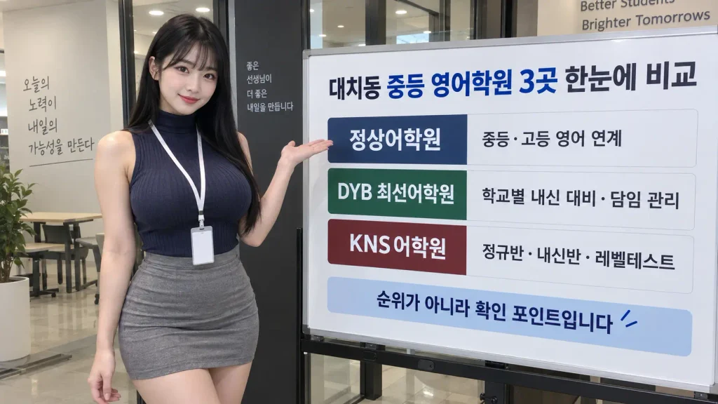 대치동 중등 영어학원 추천 정상어학원 최선어학원 KNS 교육과정 비교