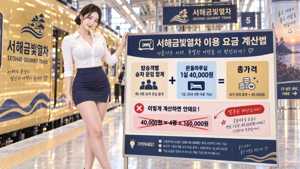 서해금빛열차 온돌마루실 가격 계산 승차운임 객실 추가요금 4만원