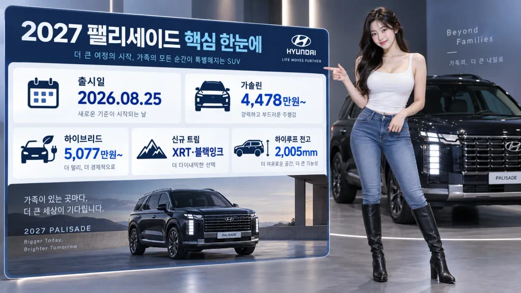 2027 팰리세이드 가격 변경점 XRT 블랙 잉크 하이루프 핵심 요약
