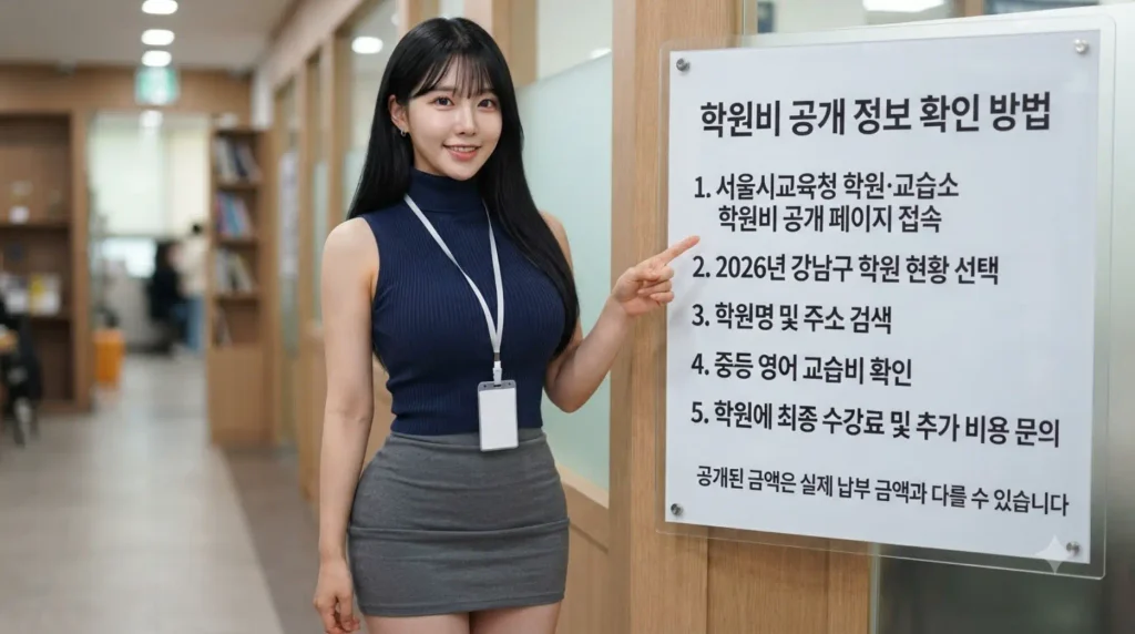 대치동 중등 영어학원비 서울시교육청 학원 교습비 조회 방법 5단계