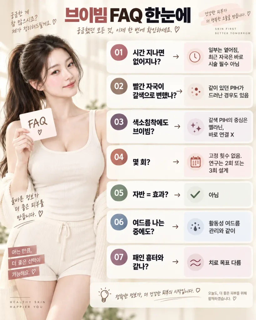 브이빔 여드름 붉은 자국 색소침착 자주 묻는 질문 FAQ