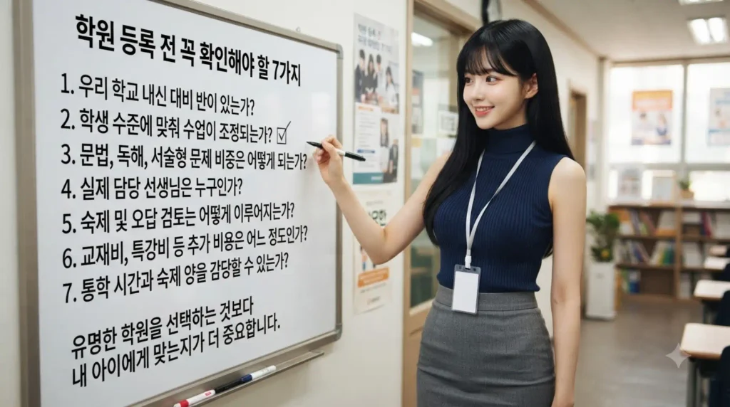 대치동 중등 영어학원 등록 전 체크리스트 내신 관리 레벨테스트 학원비 통학 시간 7가지