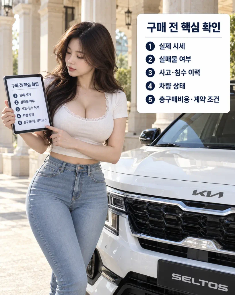 SUV 중고차 할인 매물 구매 전 실제 시세 사고 이력 차량 상태 총구매비용 확인할 5가지