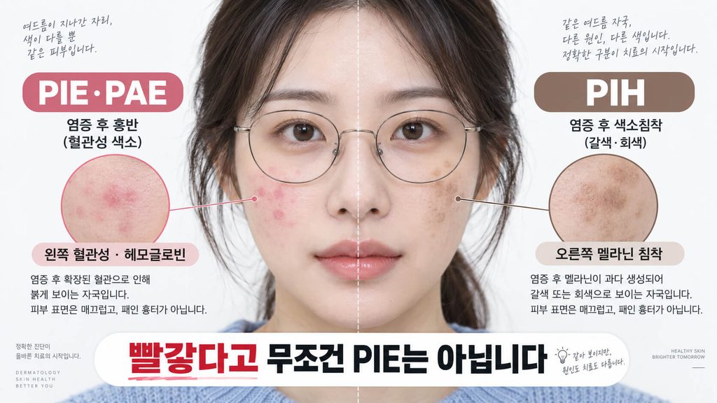 여드름 붉은 자국 PIE와 갈색 색소침착 PIH 차이