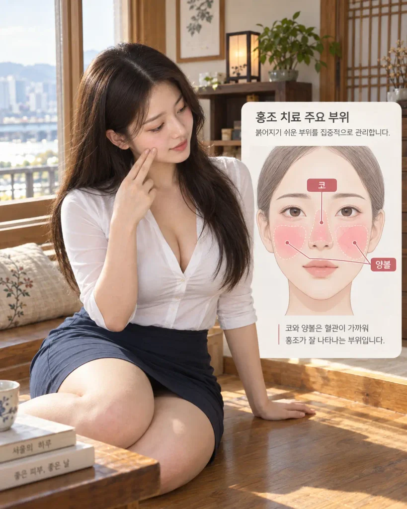 브이빔 레이저 코 양볼 모세혈관 확장 시술 전후 실핏줄 개선 비교