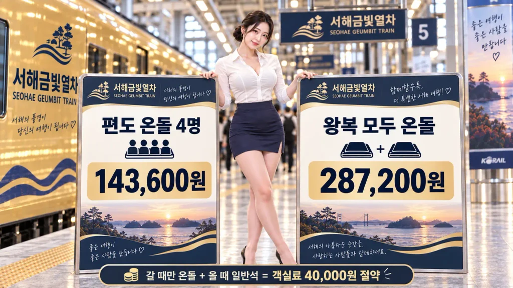 서해금빛열차 온돌마루실 왕복 가격 편도 일반석 비교