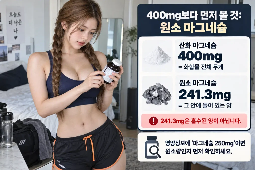 산화 마그네슘 400mg 원소 마그네슘 241.3mg 차이와 영양성분표 읽는 법
