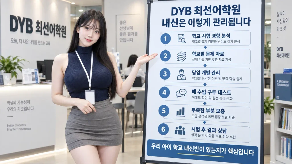 DYB 최선어학원 대치본원 중등 영어 내신 관리 정규반 학교별 시험 대비 과정