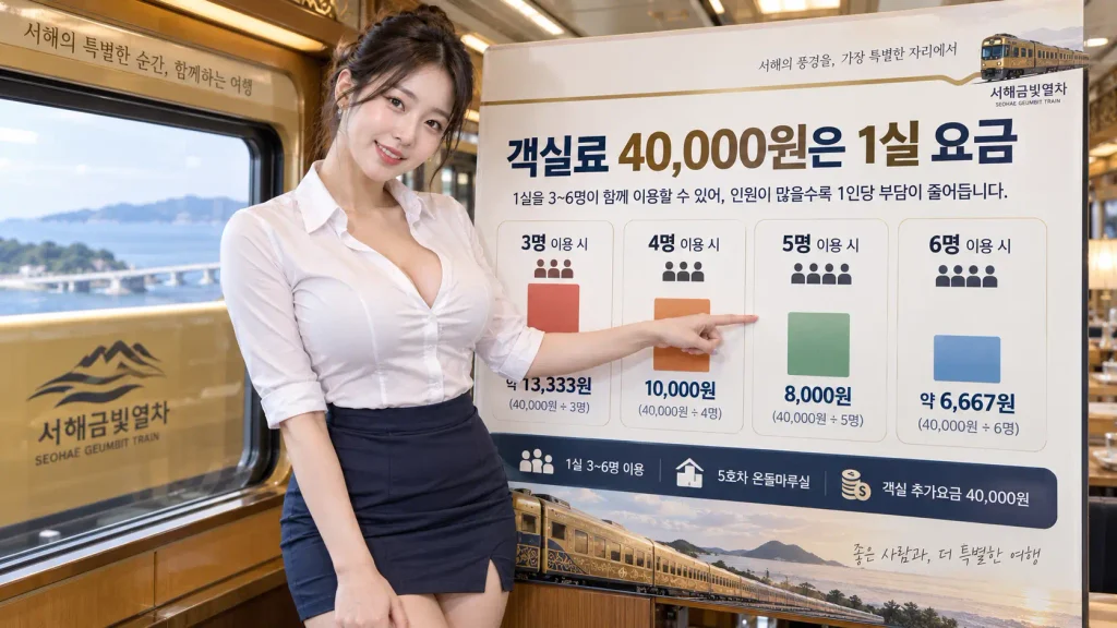 서해금빛열차 온돌마루실 가격 3명 4명 5명 6명 비교
