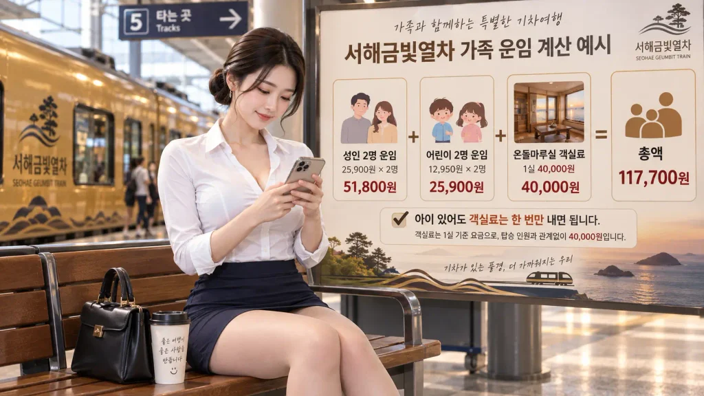 서해금빛열차 온돌마루실 어린이 가족 요금 계산 방법
