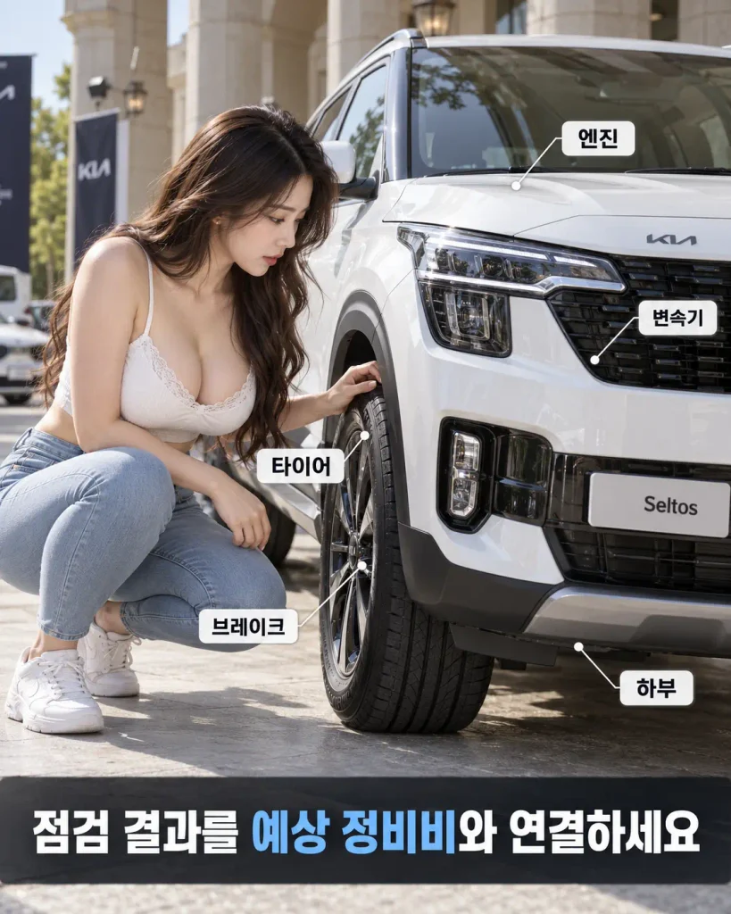 SUV 중고차 구매 전 엔진 변속기 하부 타이어 브레이크 점검 항목 및 예상 정비비 확인