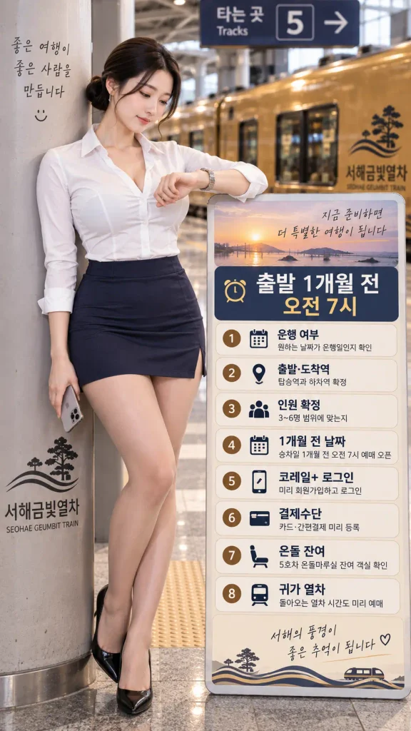 서해금빛열차 온돌마루실 예약 1개월 전 오전 7시 예매 방법