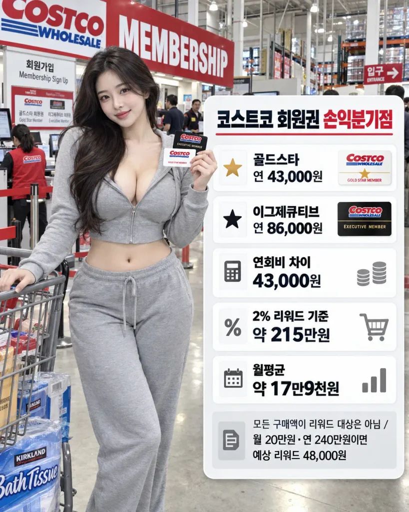 코스트코 회원권 골드스타 이그제큐티브 2퍼센트 리워드 손익분기점