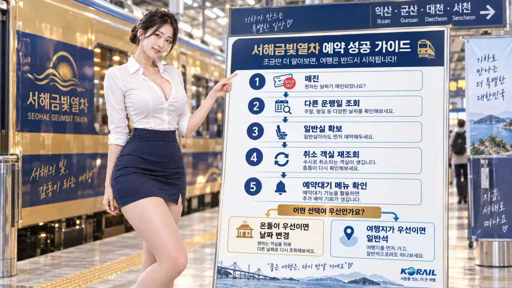 서해금빛열차 온돌마루실 매진 취소표 예약대기 방법