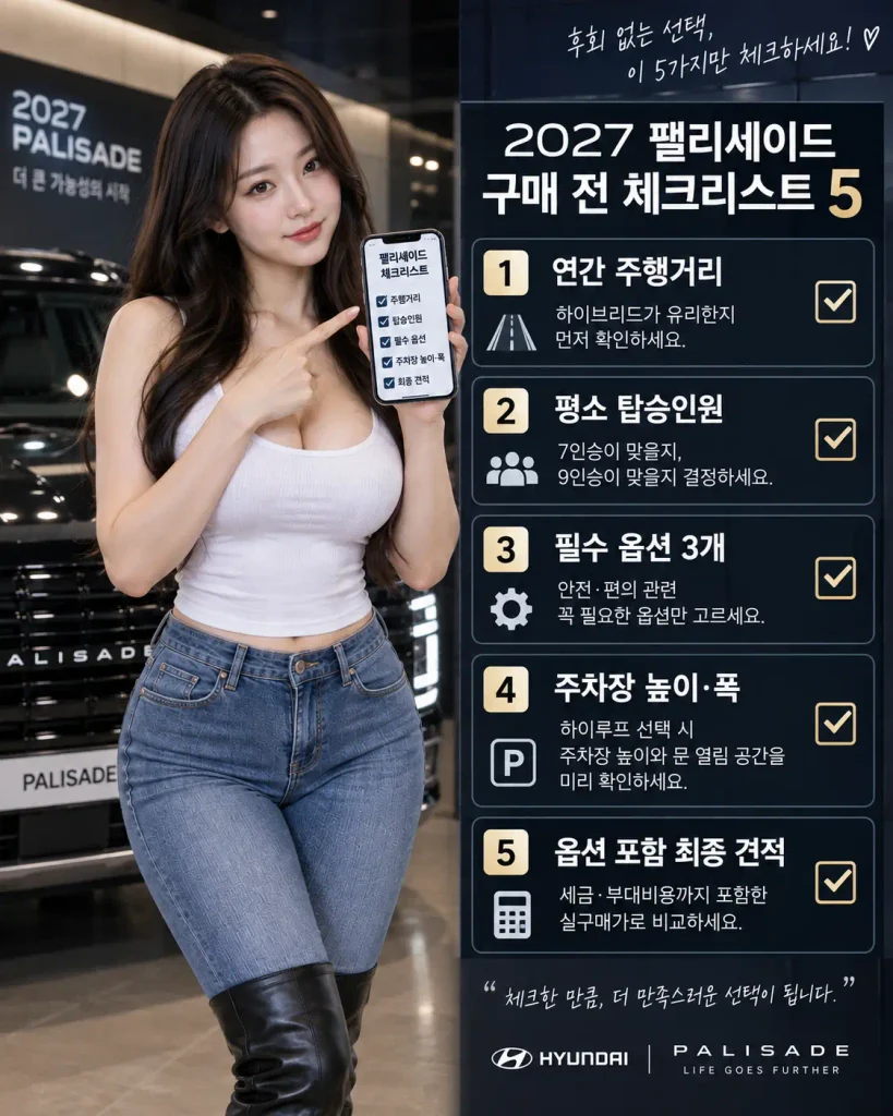 2027 팰리세이드 구매 전 체크리스트 주행거리 옵션 주차 최종 견적