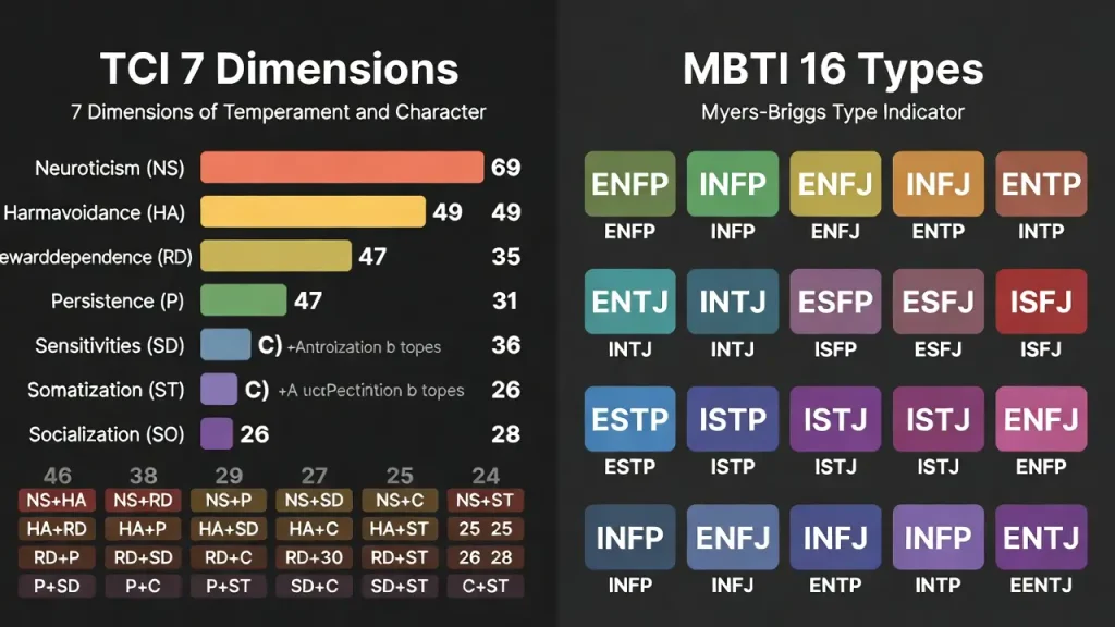 TCI 검사 MBTI 차이 비교