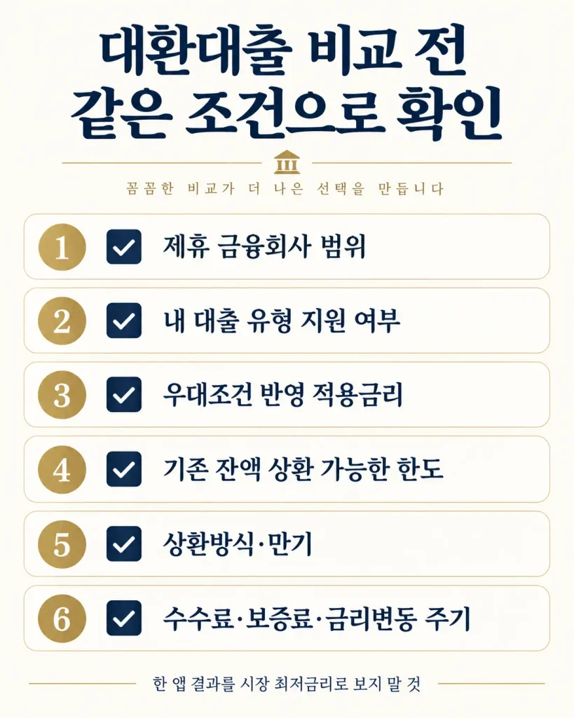 대환대출 은행 앱과 비교 플랫폼 선택 시 금리 한도 만기 수수료 체크리스트