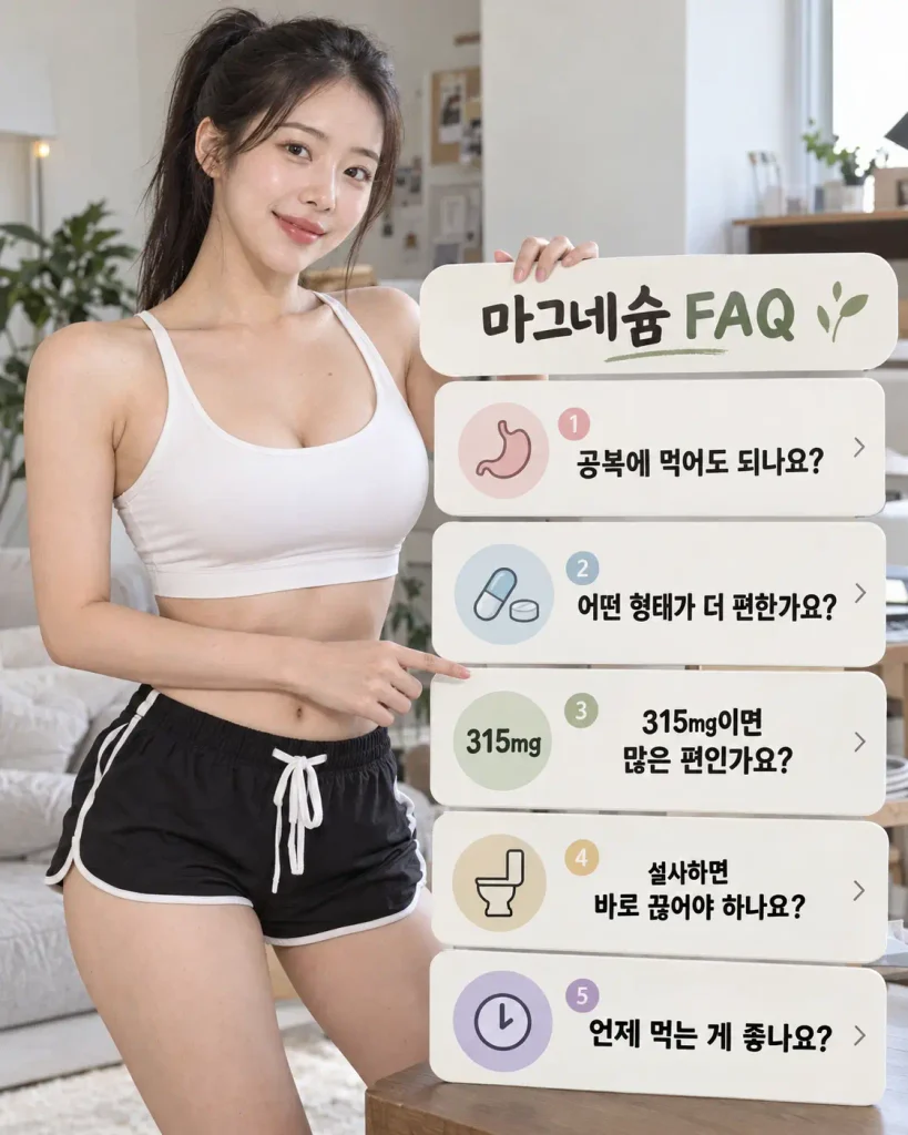 마그네슘 고르는 법 FAQ 흡수율 산화마그네슘 글리시네이트 설사 500mg