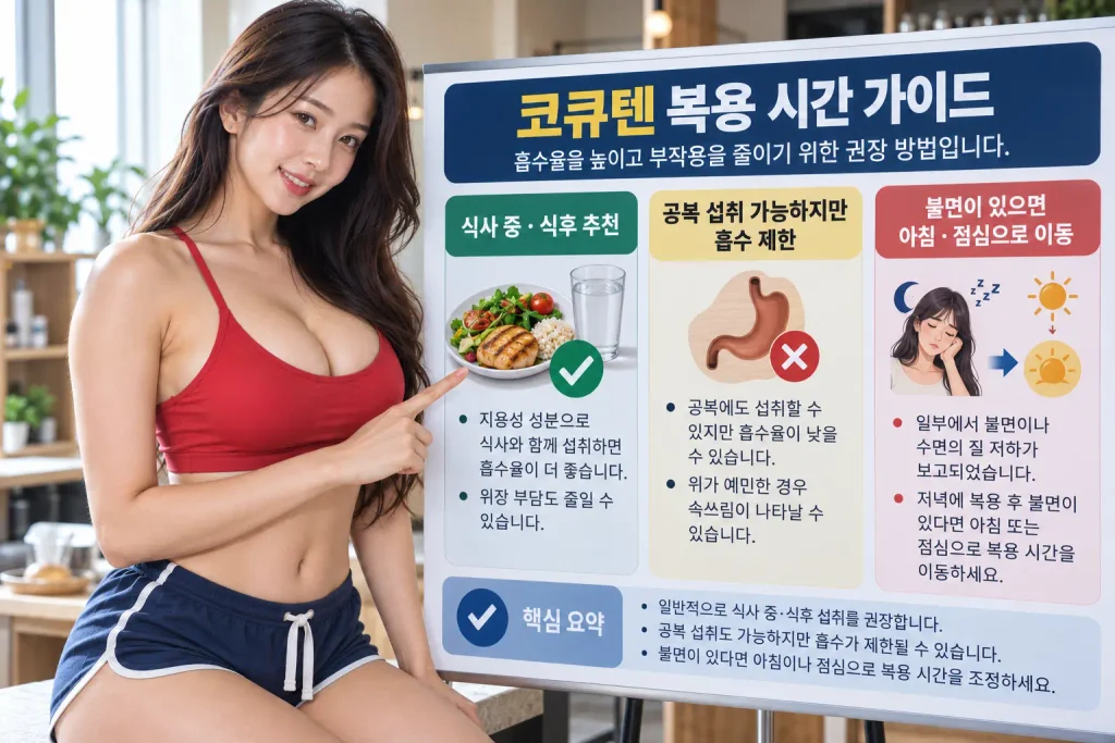 코큐텐 복용시간 공복 식후 아침 저녁 언제 먹는지
