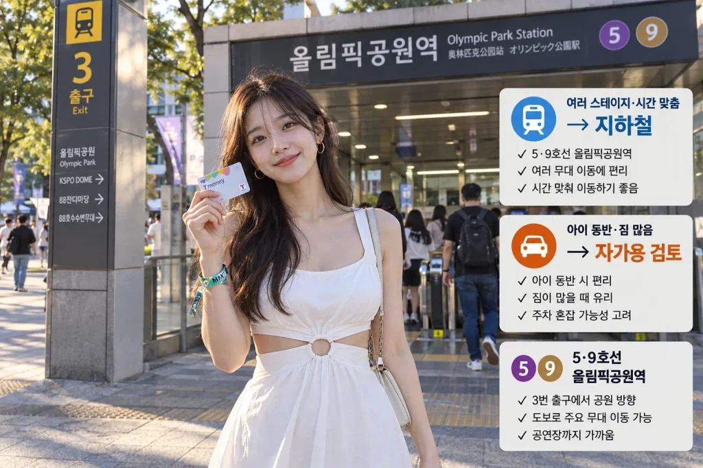 그민페 2026 올림픽공원 지하철 주차 교통 비교