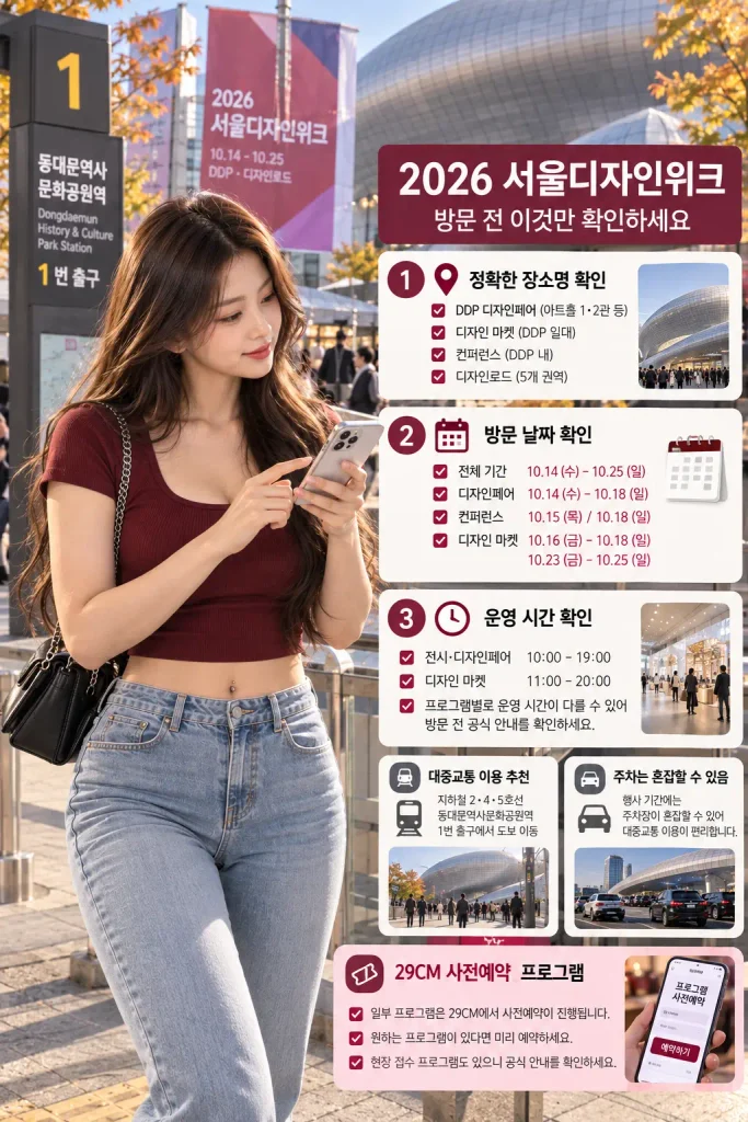2026 서울디자인위크 방문 전 체크리스트 DDP 교통 주차 운영시간 예매