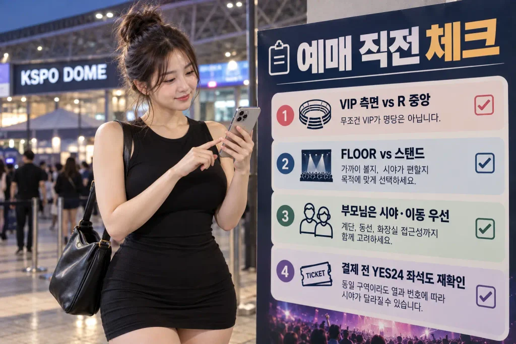 2026 조용필 콘서트 좌석 선택 체크리스트 VIP R FLOOR 스탠드
