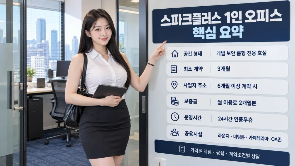 스파크플러스 1인 오피스 계약기간 보증금 사업자등록 운영시간 핵심 요약