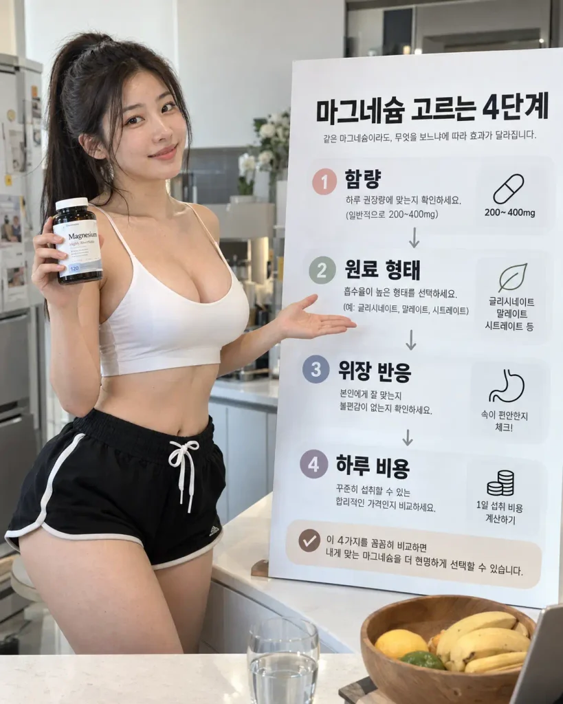 마그네슘 고르는 법 원소 함량 원료 형태 위장 반응 하루 비용 4단계