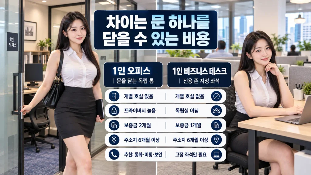 스파크플러스 1인 오피스 비즈니스 데스크 차이 비교