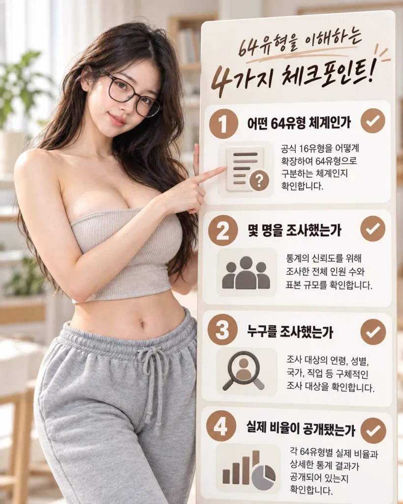 MBTI 64유형 희귀도 순위 확인 방법 표본 조사 기준 체크리스트