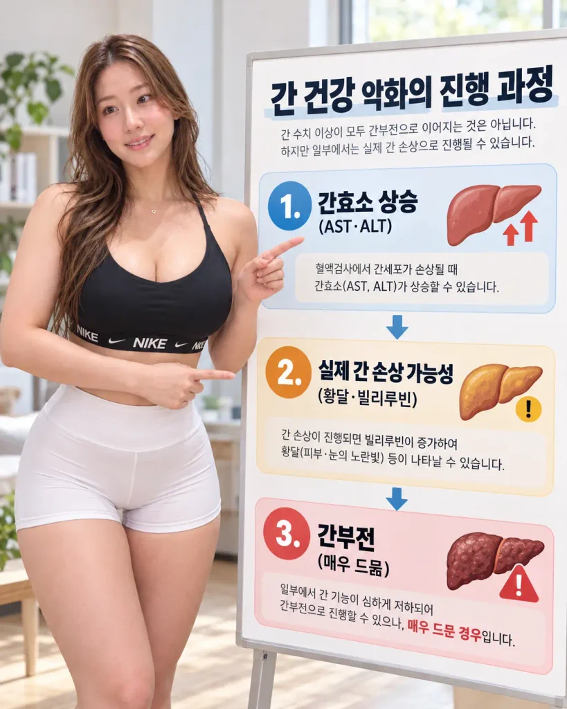 스타틴 간수치 상승 AST ALT 간손상 간부전 차이