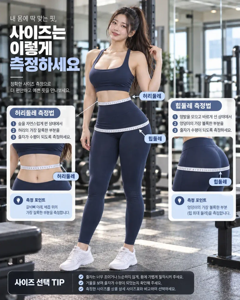 힙중독 레깅스 사이즈 허리둘레 힙둘레 측정 방법