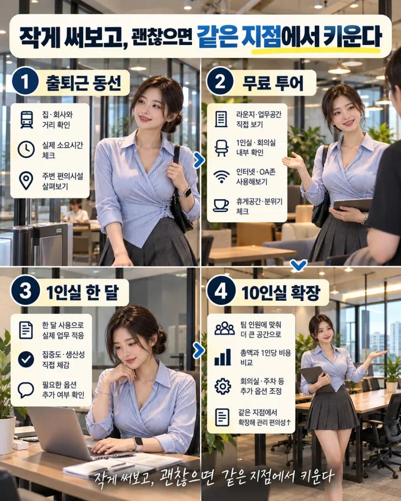 공유오피스 무료 투어 1인실 한달 사용 후 10인실 확장 실제 경험