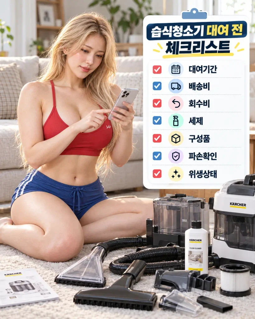 습식청소기 대여 전 확인할 배송비 세제 구성품 위생 7가지 체크리스트
