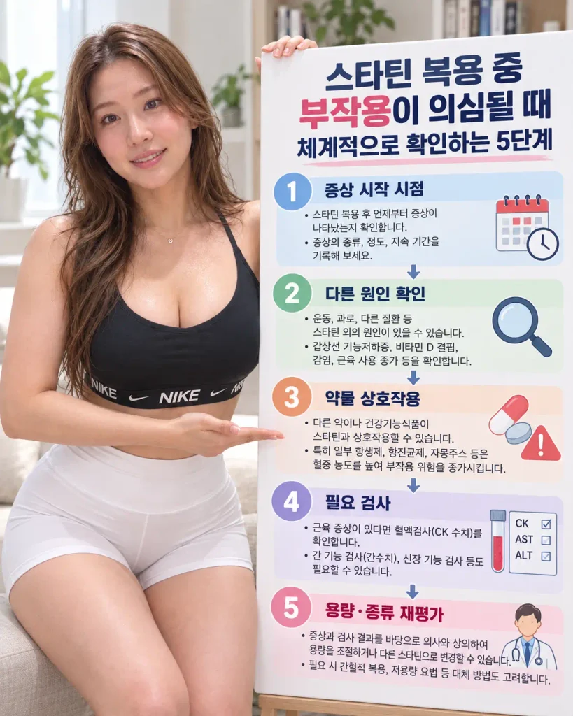 스타틴 부작용 의심 시 약 중단 전 확인 순서 5단계