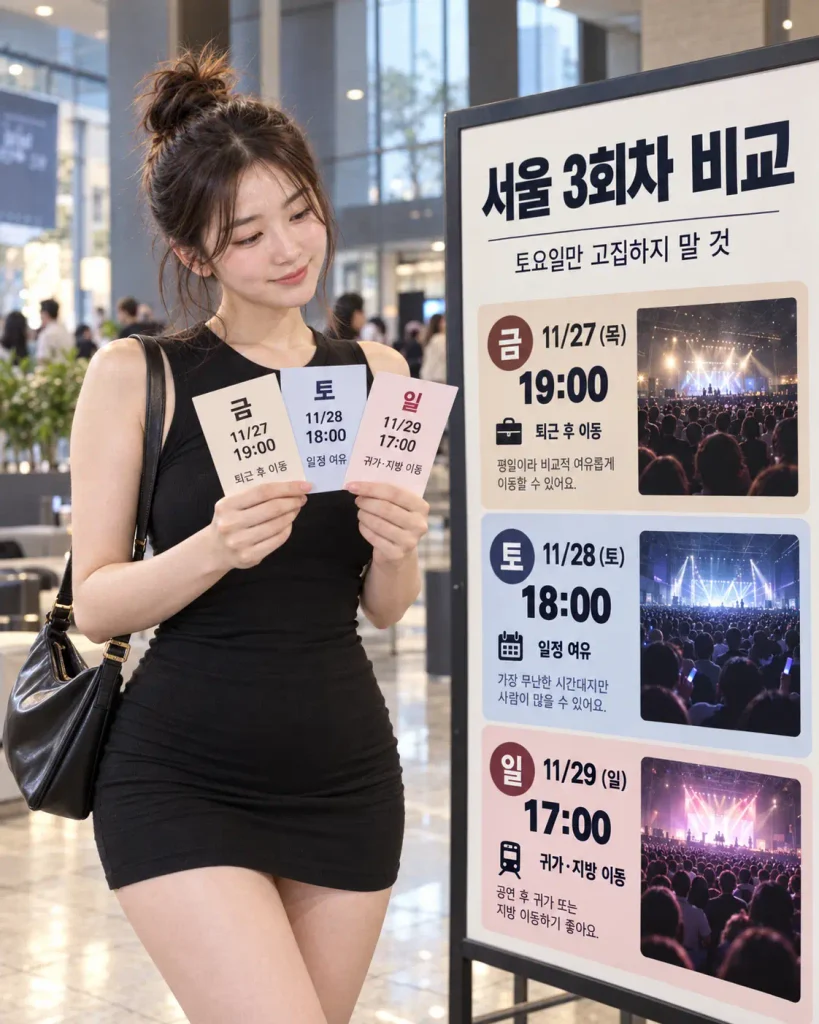 2026 조용필 서울 콘서트 금요일 토요일 일요일 공연시간 비교