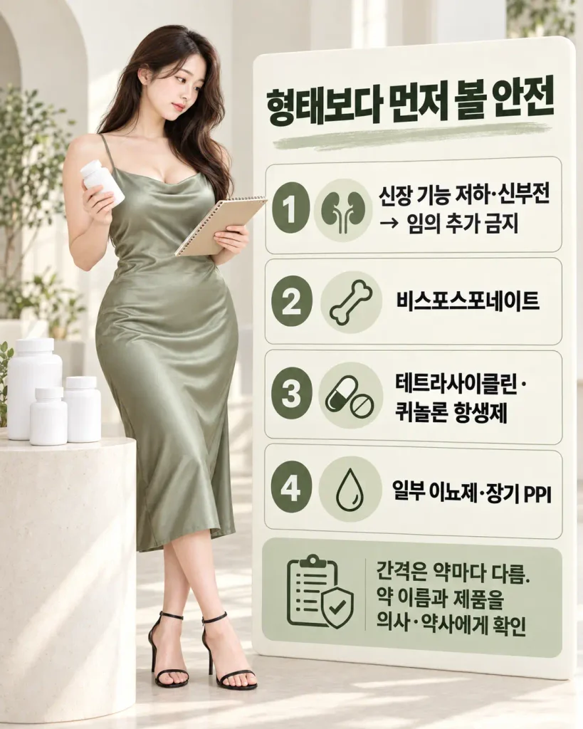 젖산 마그네슘 복용 주의 신장 질환 항생제 약물 상호작용