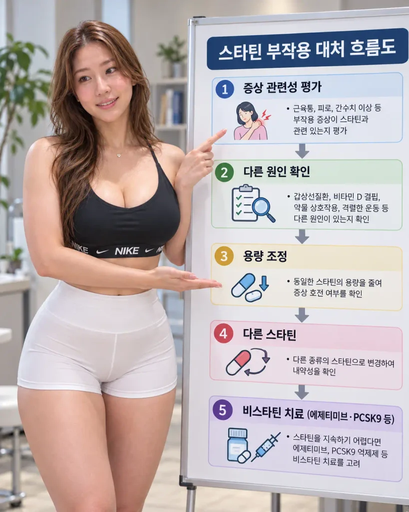 스타틴 부작용 대체약 용량 조절 에제티미브 PCSK9 치료 순서